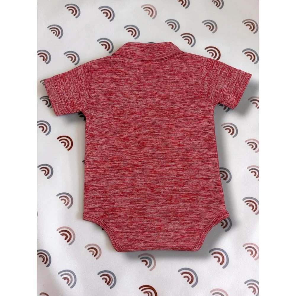 Two Feet Ahead Georgia Bulldogs Space Dye Polo Bodysuit Red 12M